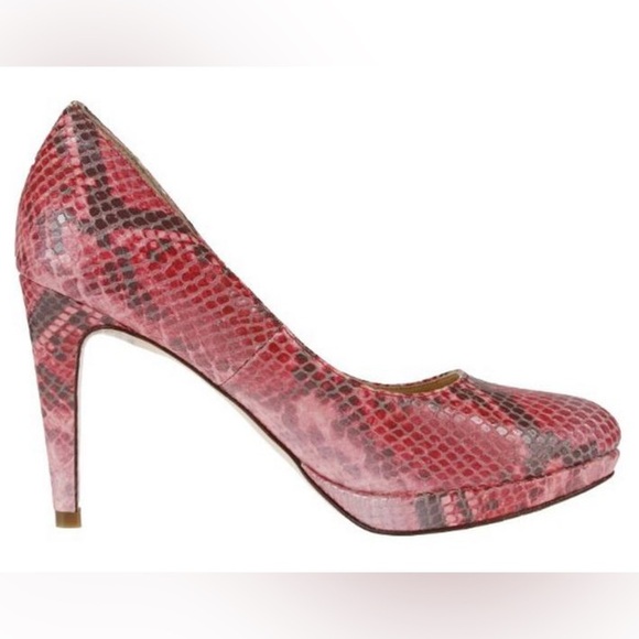 Cole Haan Pink Leather Nike Air Snakeskin Print Chelsea Pink Heel Women's Size 8 - Picture 11 of 12
